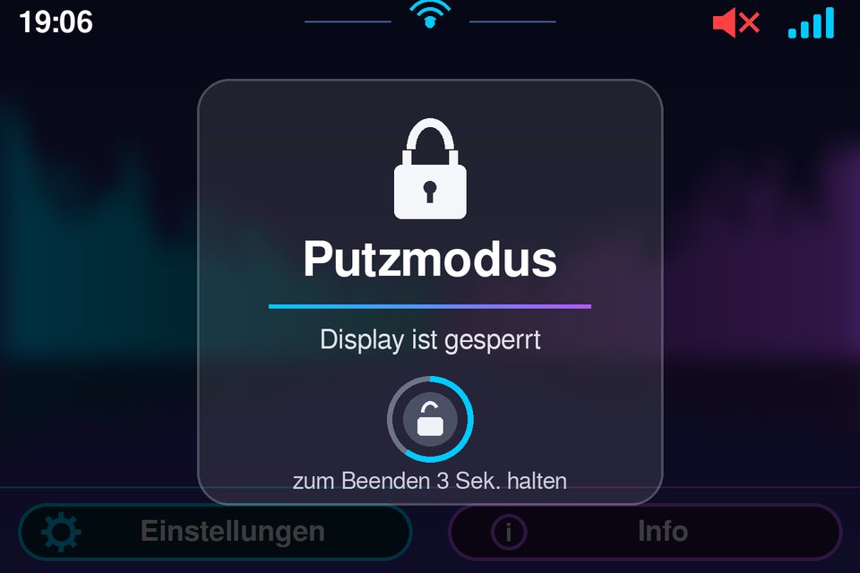 Putzmodus mit gesperrtem Display