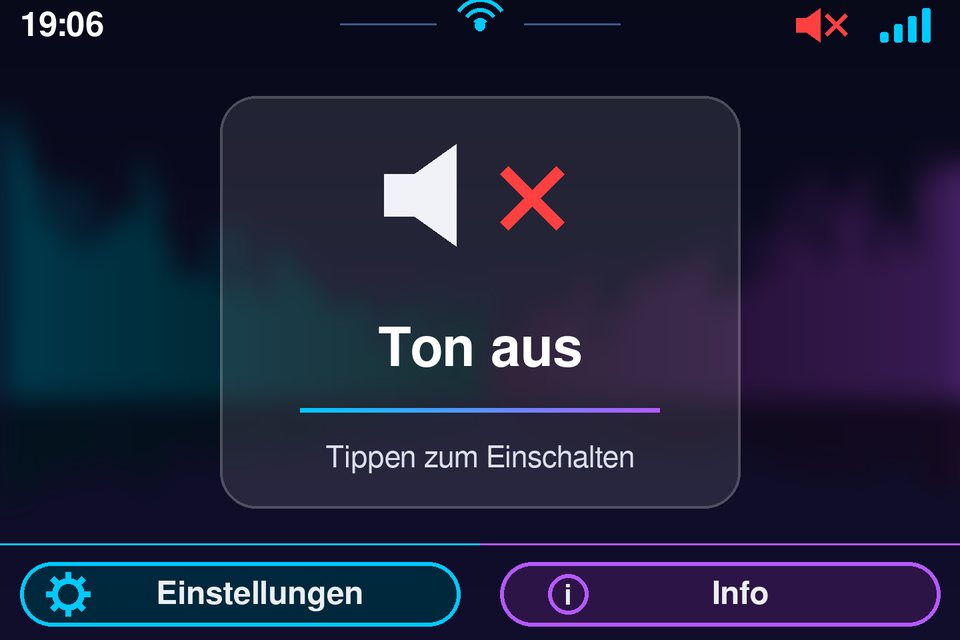 Stumm-Ansicht mit Glaskarte Ton aus